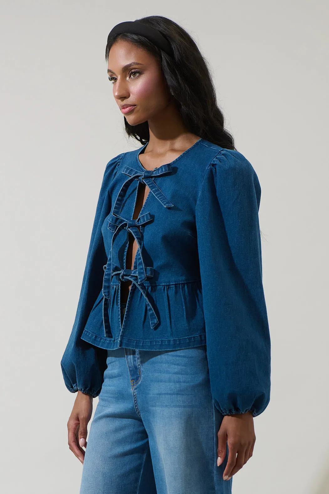 Adira Denim Front Tie Top sold by Sugarlips product image thumbnail 3