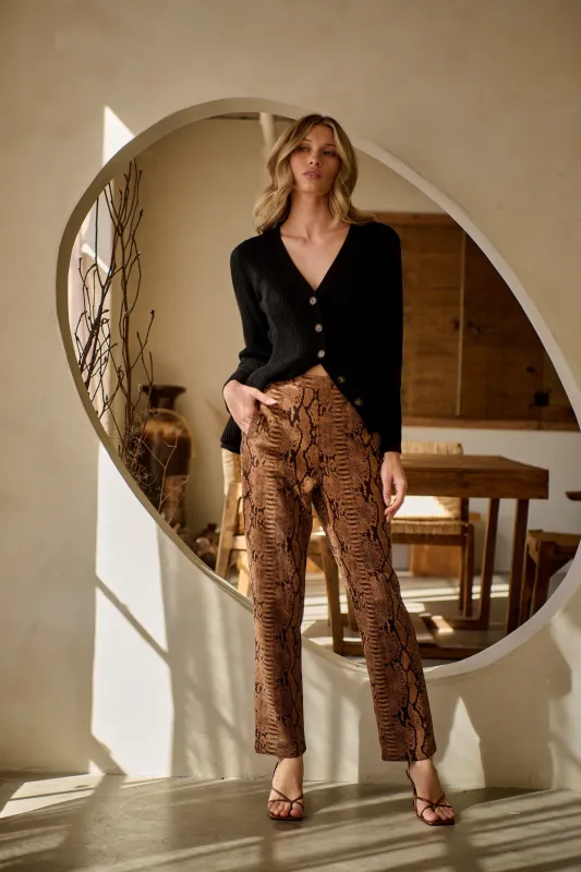 Sander Faux Suede Snake Pants sold by Sugarlips