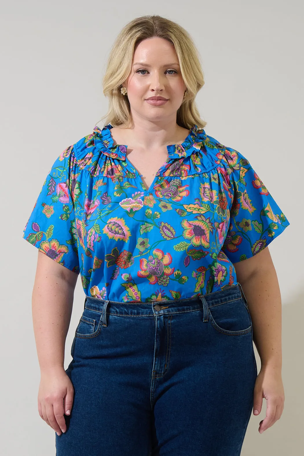 Anabelle Floral Darthy Smocked Top Curve sold by Sugarlips