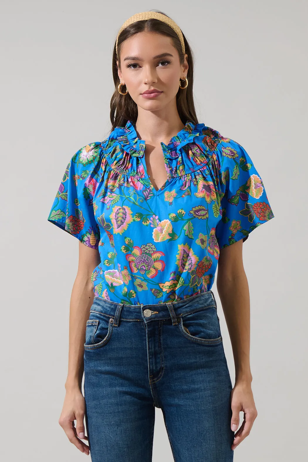 Anabelle Floral Darthy Smocked Top sold by Sugarlips