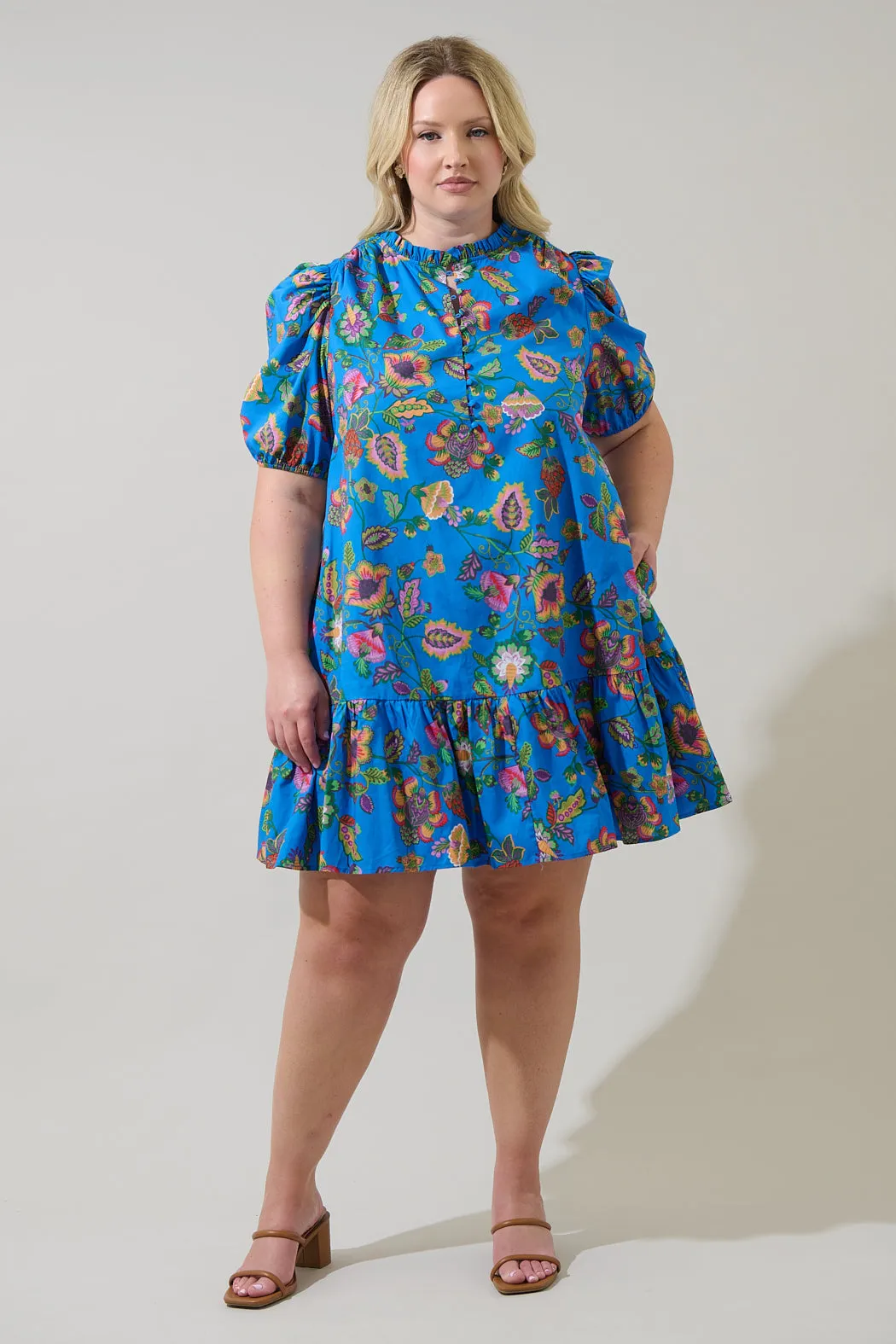 Anabelle Floral Rully Shift Mini Dress Curve sold by Sugarlips product image thumbnail 4