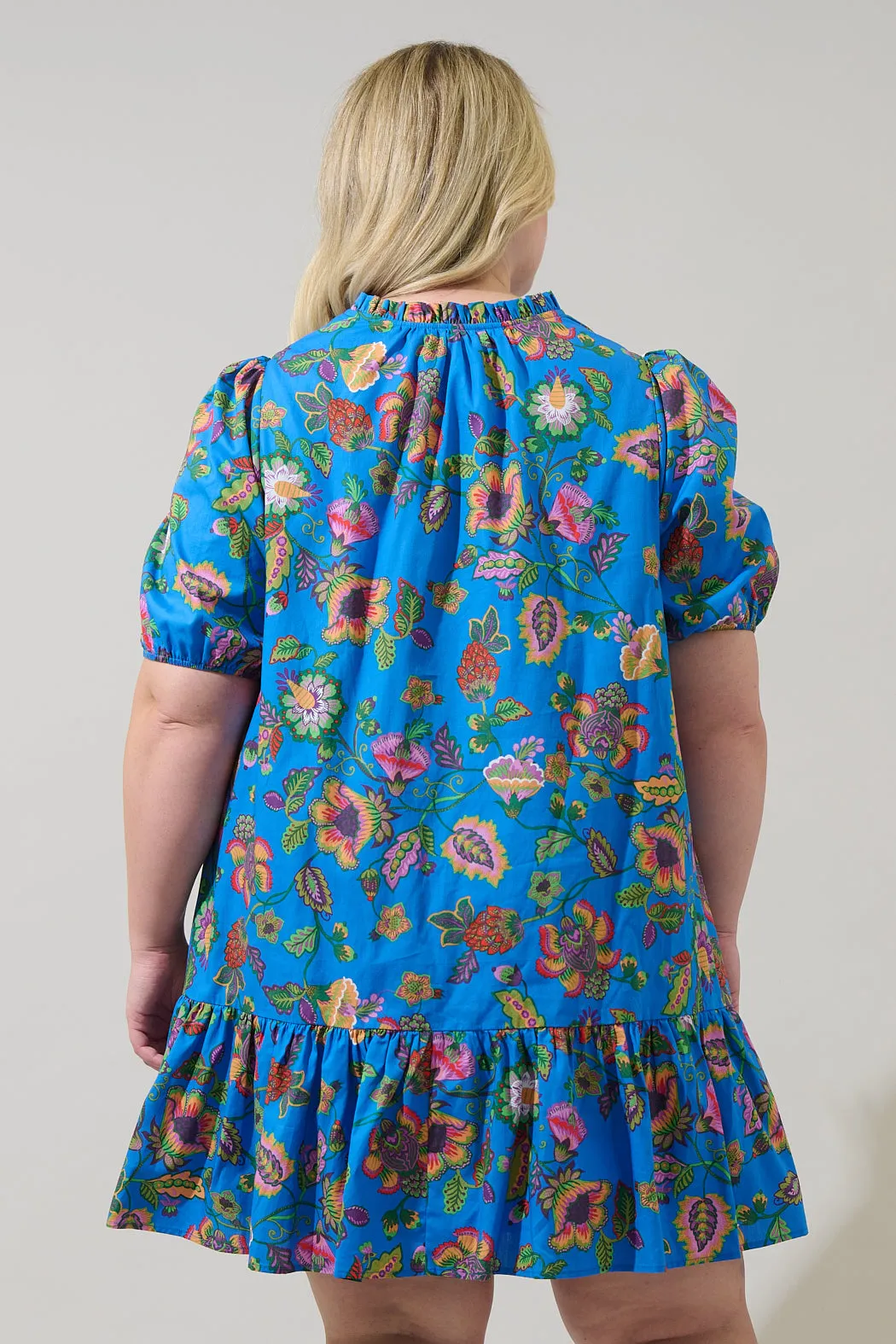 Anabelle Floral Rully Shift Mini Dress Curve sold by Sugarlips product image thumbnail 2