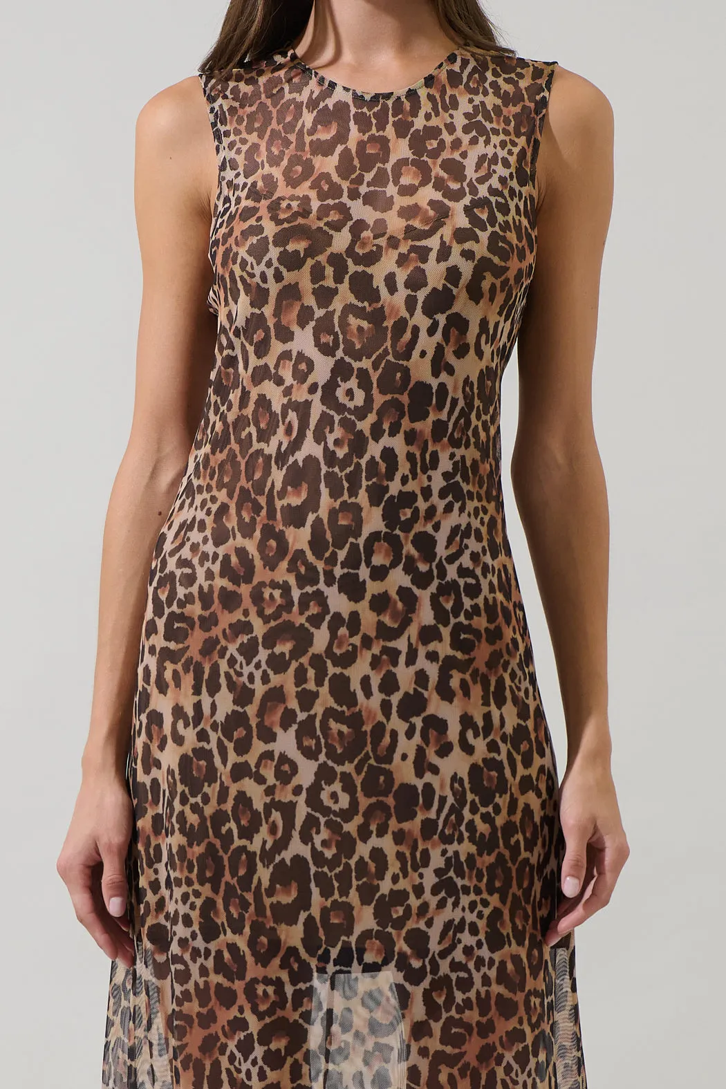 Briony Leopard Celie Mesh Maxi Dress sold by Sugarlips product image thumbnail 4