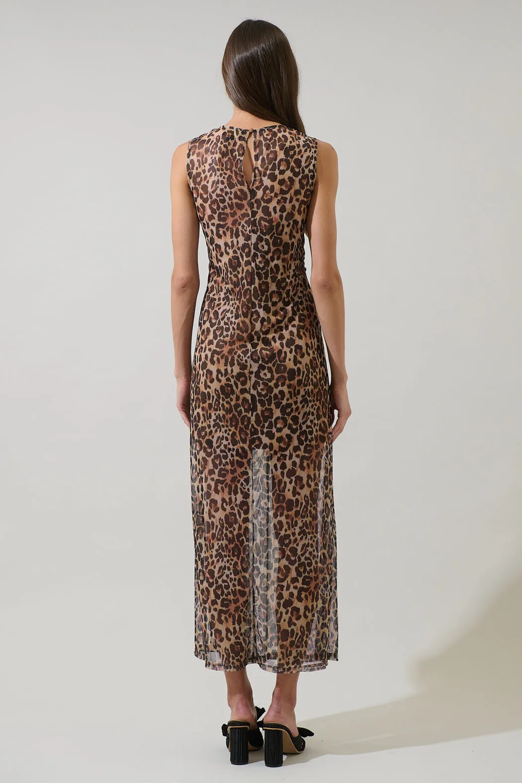 Briony Leopard Celie Mesh Maxi Dress sold by Sugarlips product image thumbnail 2