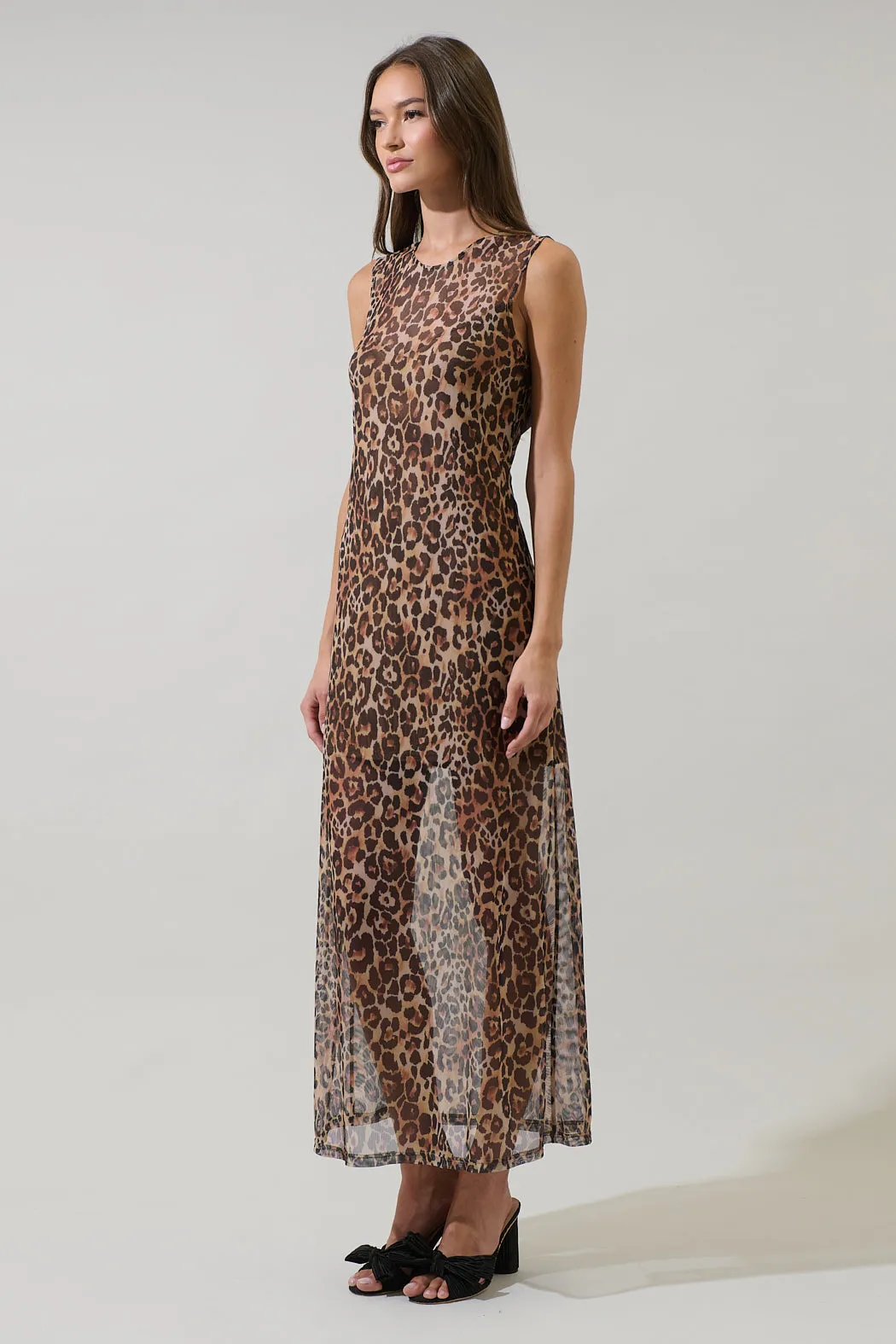 Briony Leopard Celie Mesh Maxi Dress sold by Sugarlips product image thumbnail 3