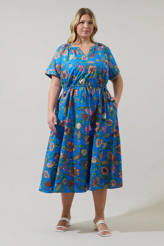 Anabelle Floral Fatima Ruffle Midi Dress Curve sold by Sugarlips