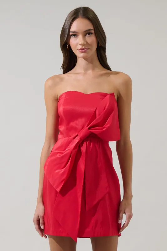 Albina Strapless Bow Mini Dress sold by Sugarlips