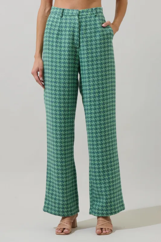 Levana Houndstooth Noemy Pleated Pants sold by Sugarlips