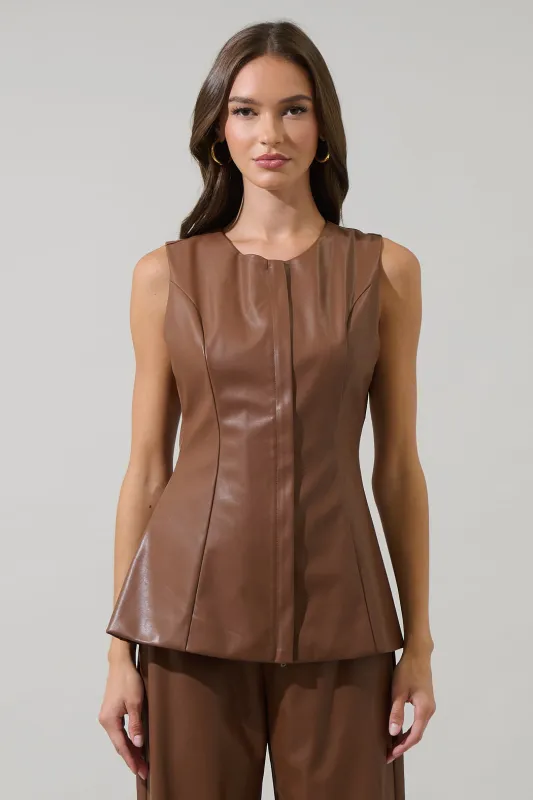 Anisa Leather Maize Sleeveless Top sold by Sugarlips