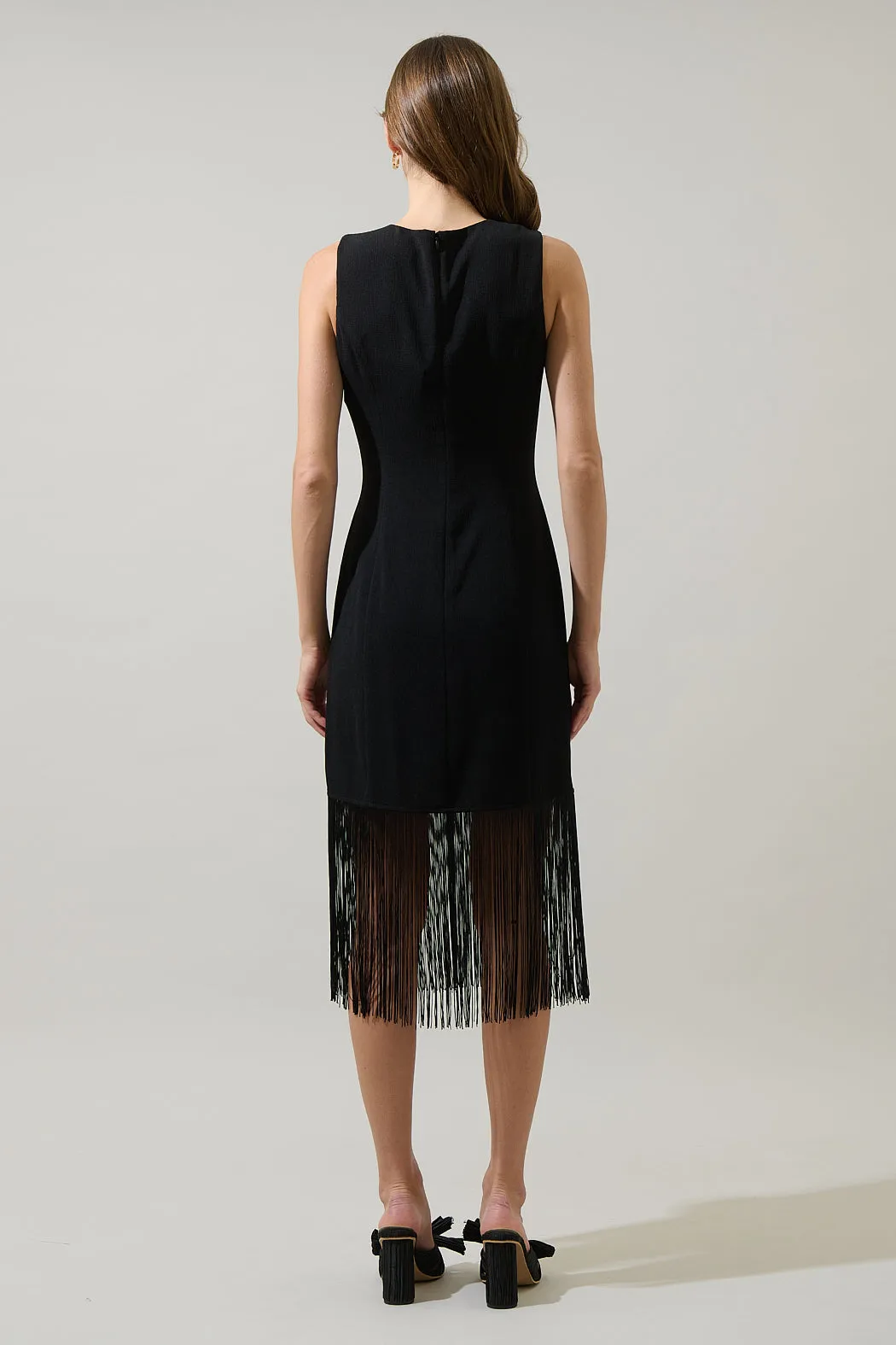 Ardena Sleeveless Fringe Midi Dress sold by Sugarlips product image thumbnail 2