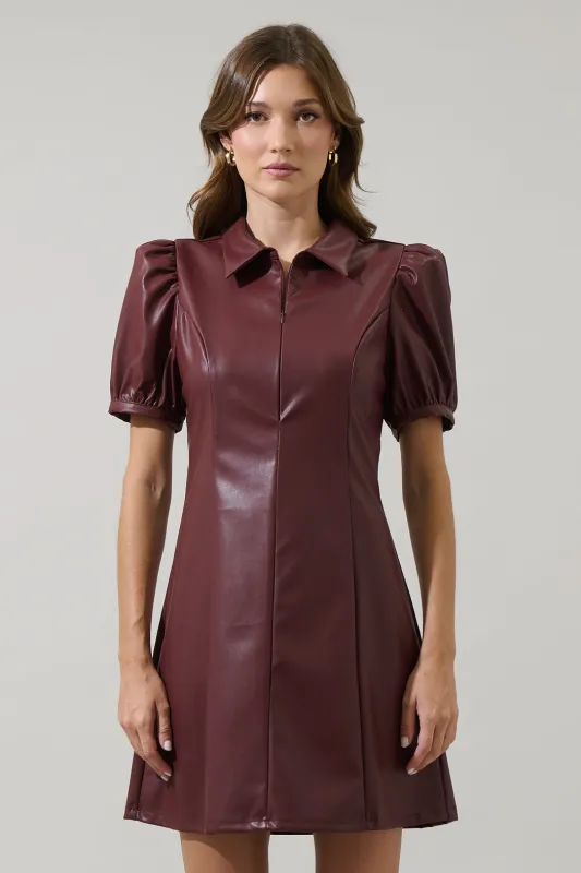 Anisa Leather Kezzy A-line Mini Dress sold by Sugarlips