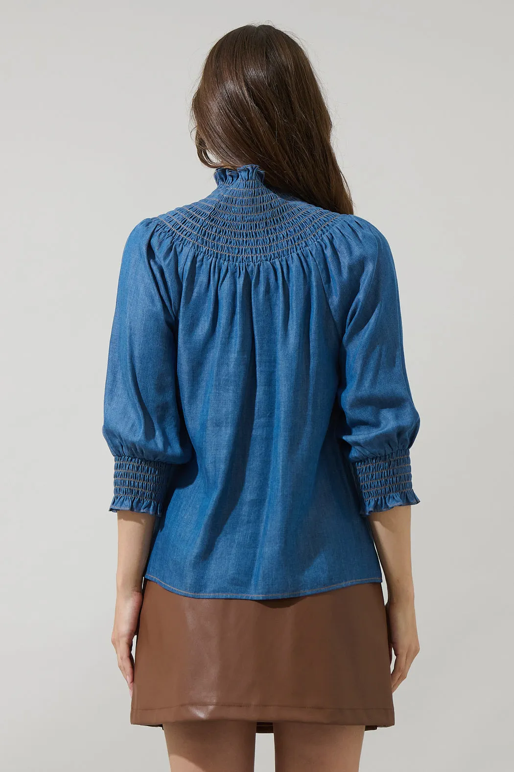 Juvia Chambray Verity Smocked Top sold by Sugarlips product image thumbnail 2