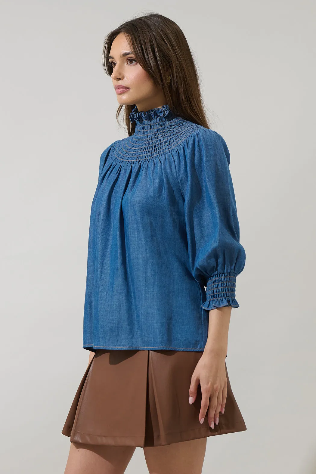 Juvia Chambray Verity Smocked Top sold by Sugarlips product image thumbnail 3