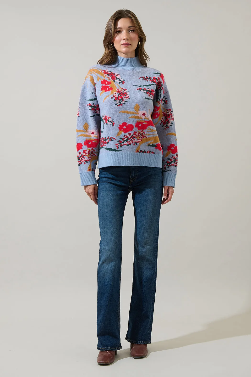 Fifi Floral Mock Neck Sweater sold by Sugarlips product image thumbnail 4