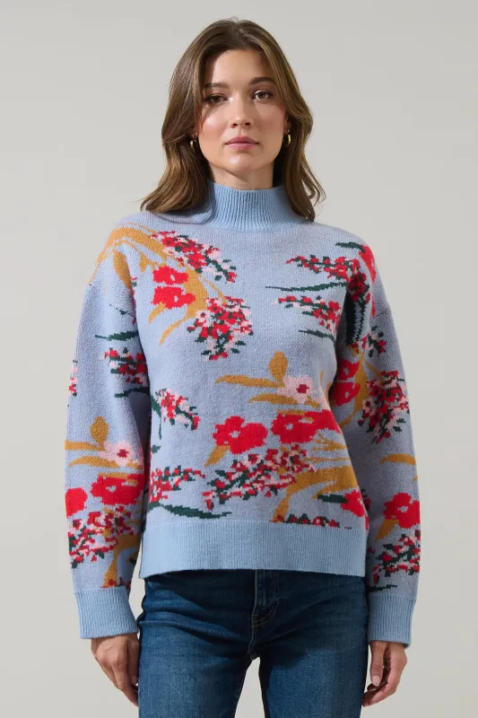 Fifi Floral Mock Neck Sweater sold by Sugarlips