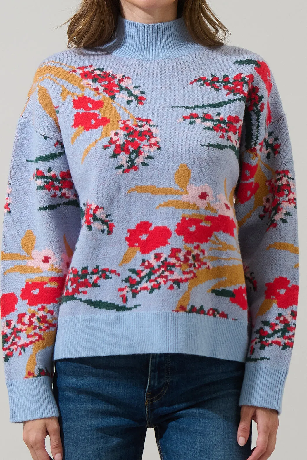Fifi Floral Mock Neck Sweater sold by Sugarlips product image thumbnail 5