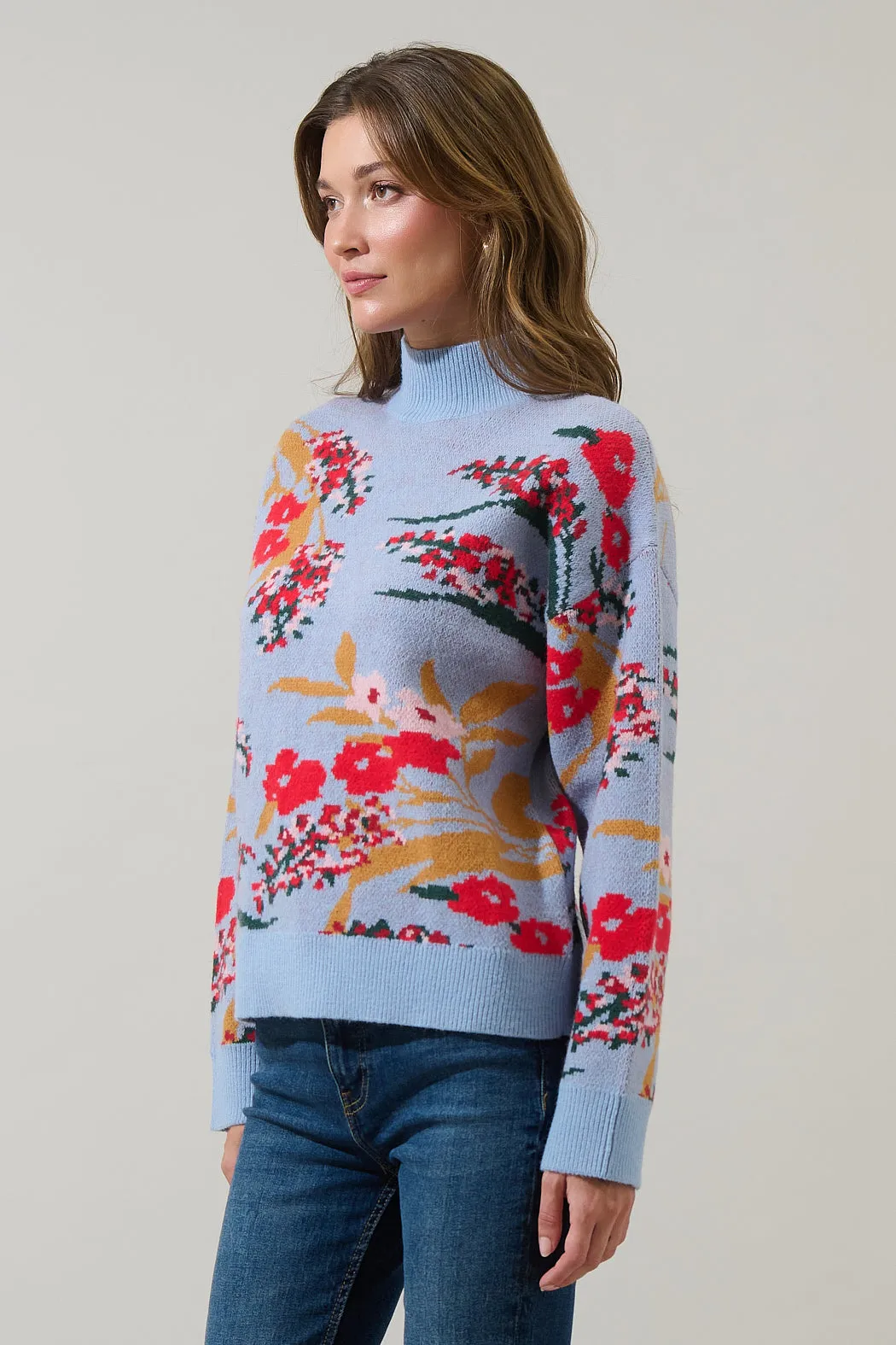 Fifi Floral Mock Neck Sweater sold by Sugarlips product image thumbnail 3