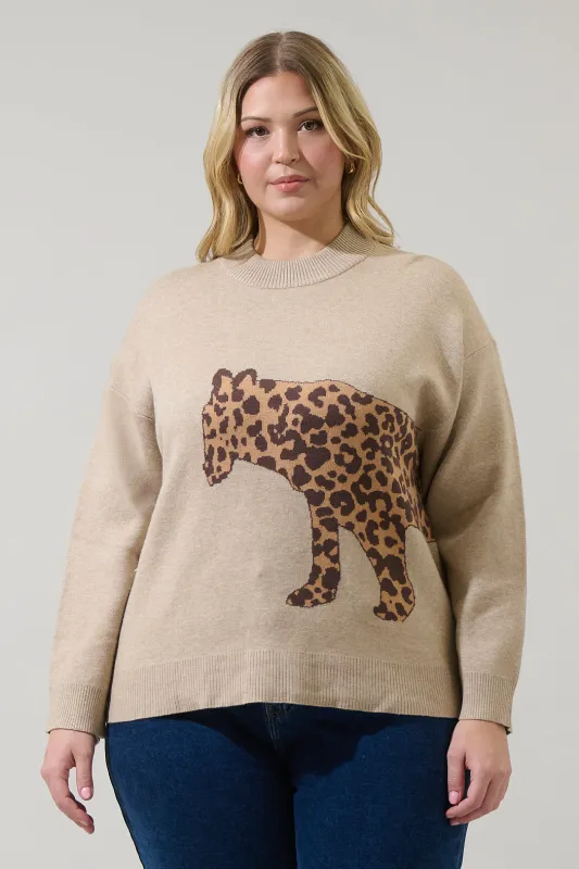 Jazara Leopard Knit Sweater Curve sold by Sugarlips