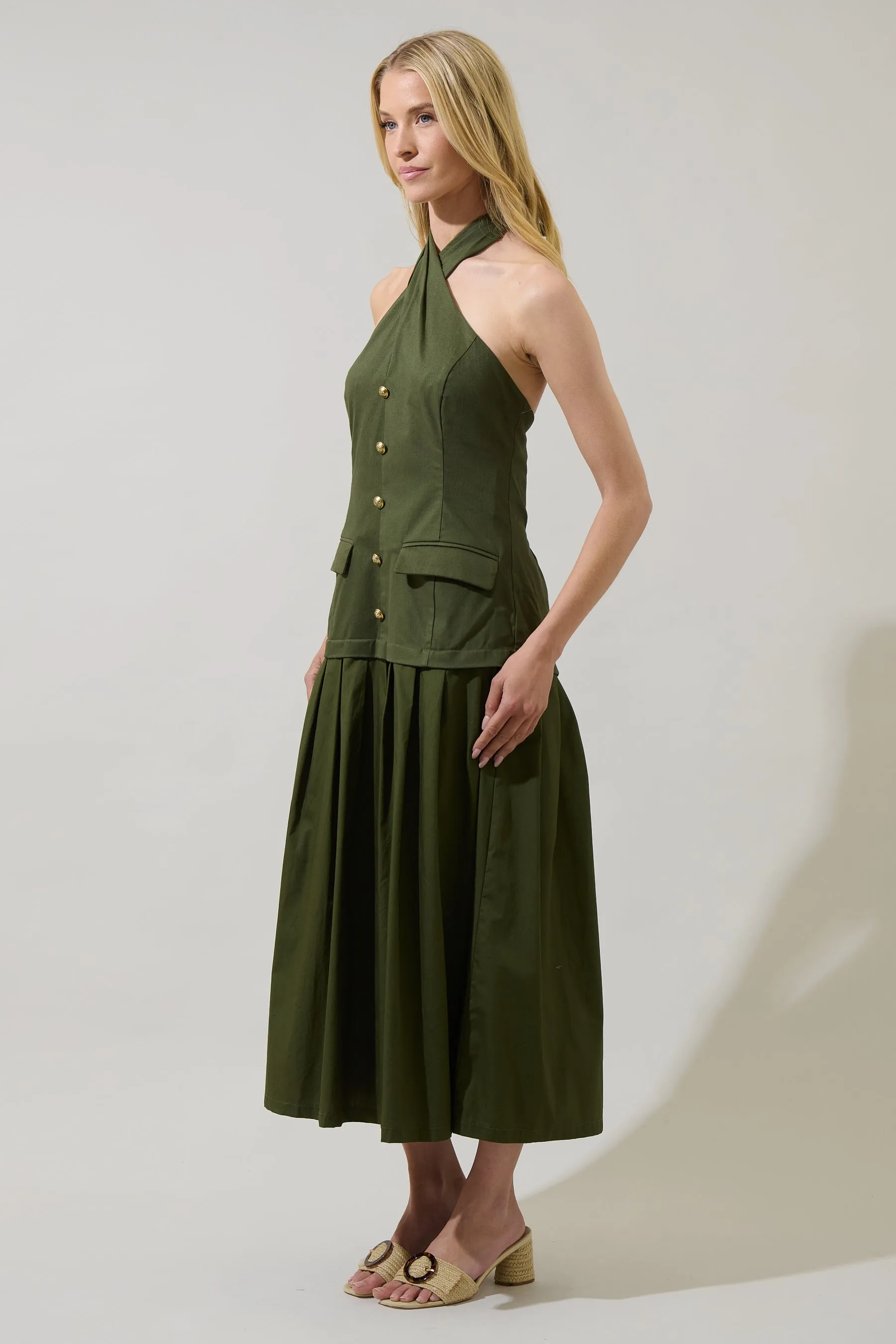 Carine Pleated Halter Midi Dress sold by Sugarlips product image thumbnail 3