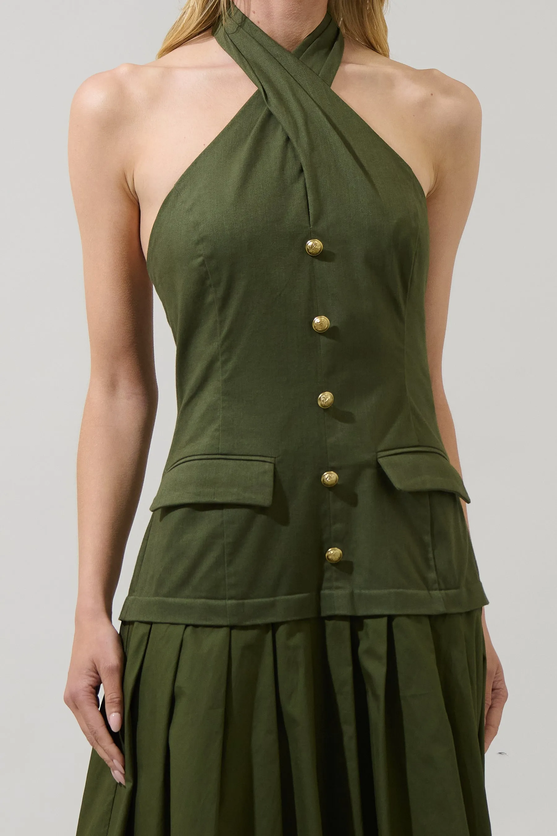 Carine Pleated Halter Midi Dress sold by Sugarlips product image thumbnail 4