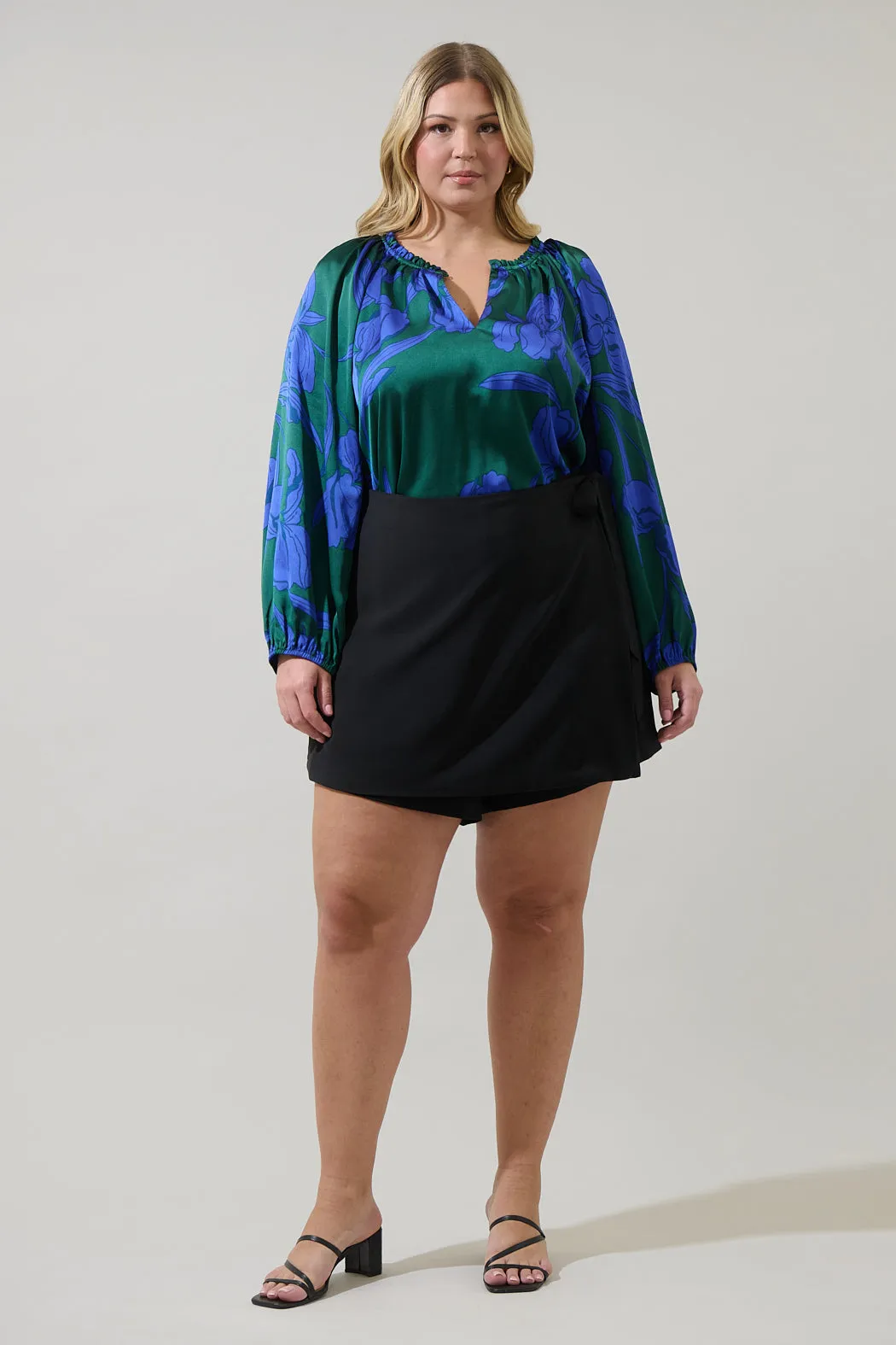 Busbee Floral Alcazar Raglan Sleeve Satin Blouse Curve sold by Sugarlips product image thumbnail 4