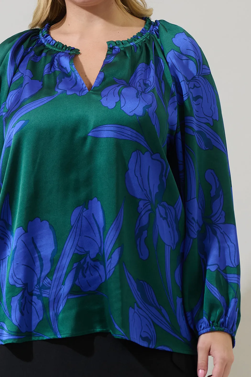 Busbee Floral Alcazar Raglan Sleeve Satin Blouse Curve sold by Sugarlips product image thumbnail 5