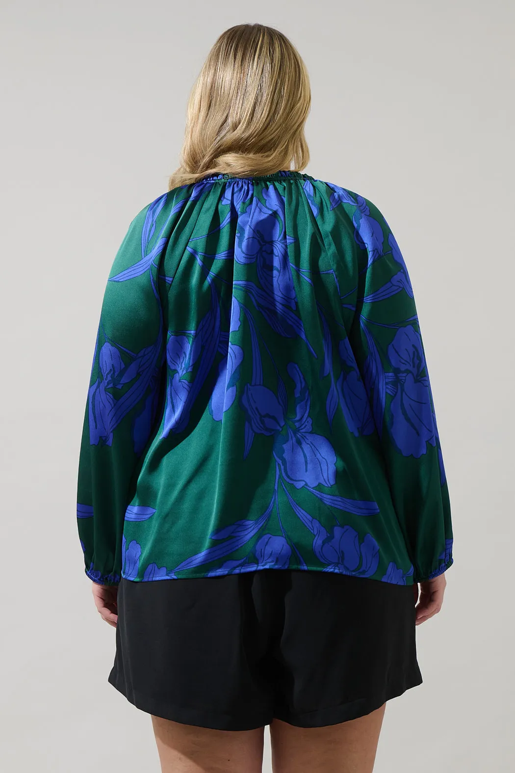 Busbee Floral Alcazar Raglan Sleeve Satin Blouse Curve sold by Sugarlips product image thumbnail 2