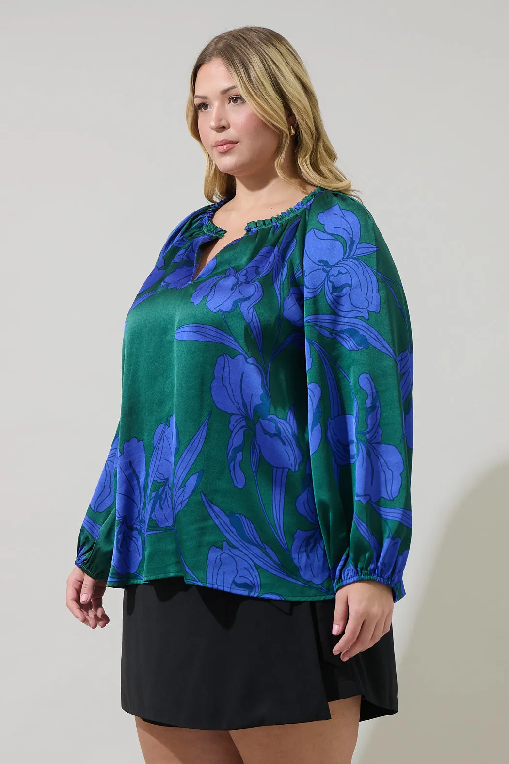 Busbee Floral Alcazar Raglan Sleeve Satin Blouse Curve sold by Sugarlips product image thumbnail 3