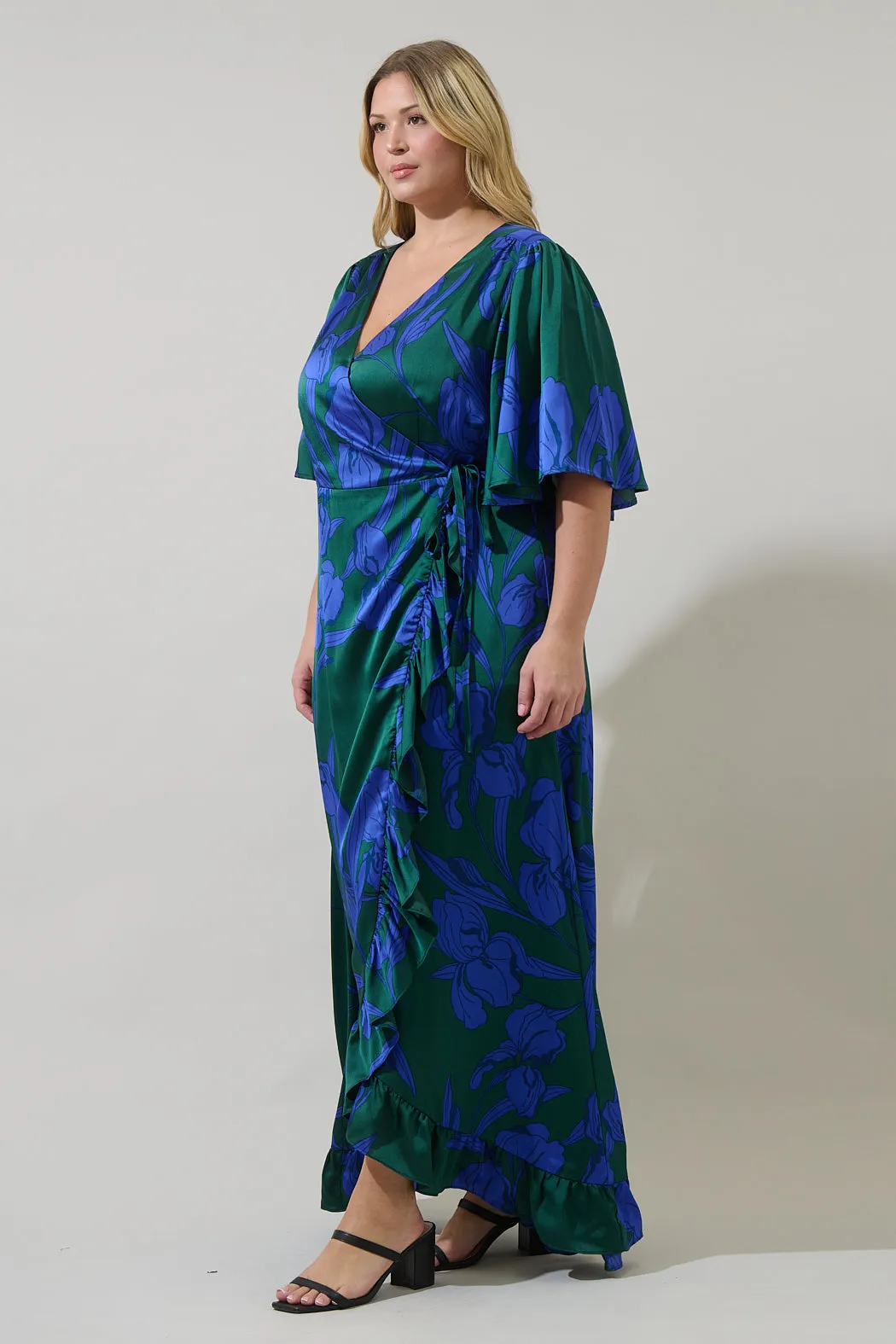 Busbee Floral Abelia Hi-Low Maxi Wrap Dress Curve sold by Sugarlips product image thumbnail 3