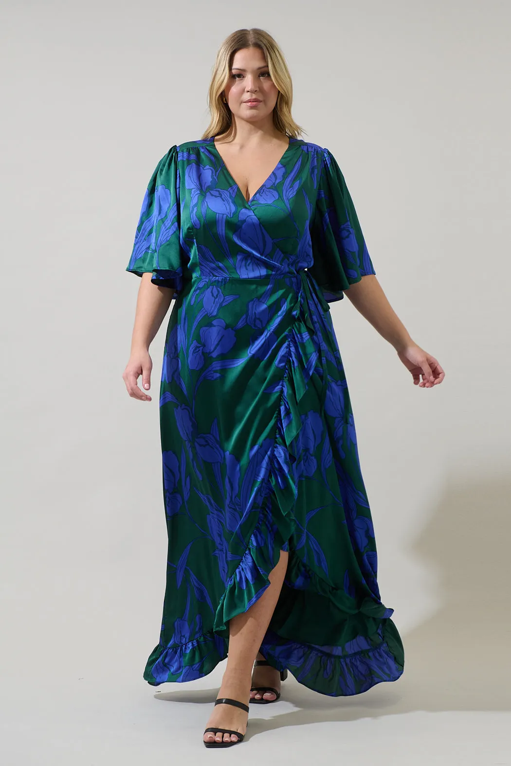 Busbee Floral Abelia Hi-Low Maxi Wrap Dress Curve sold by Sugarlips