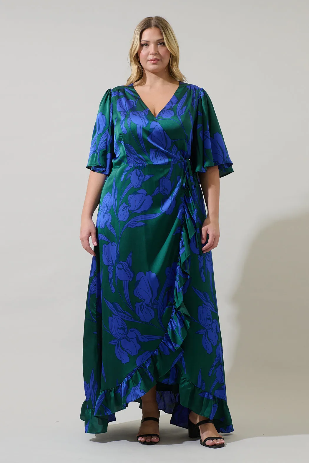 Busbee Floral Abelia Hi-Low Maxi Wrap Dress Curve sold by Sugarlips product image thumbnail 5