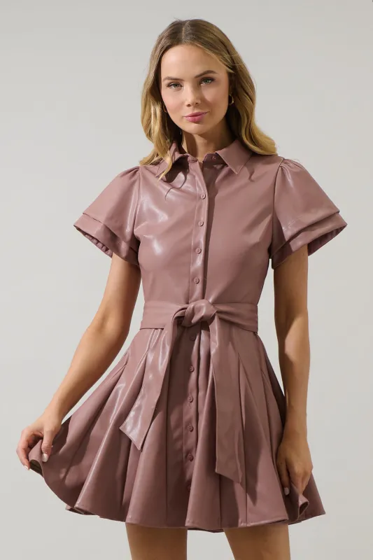 Anisa Leather Pleated Mini Dress sold by Sugarlips