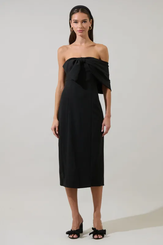 Vibiana Bow One Shoulder Midi Dress sold by Sugarlips