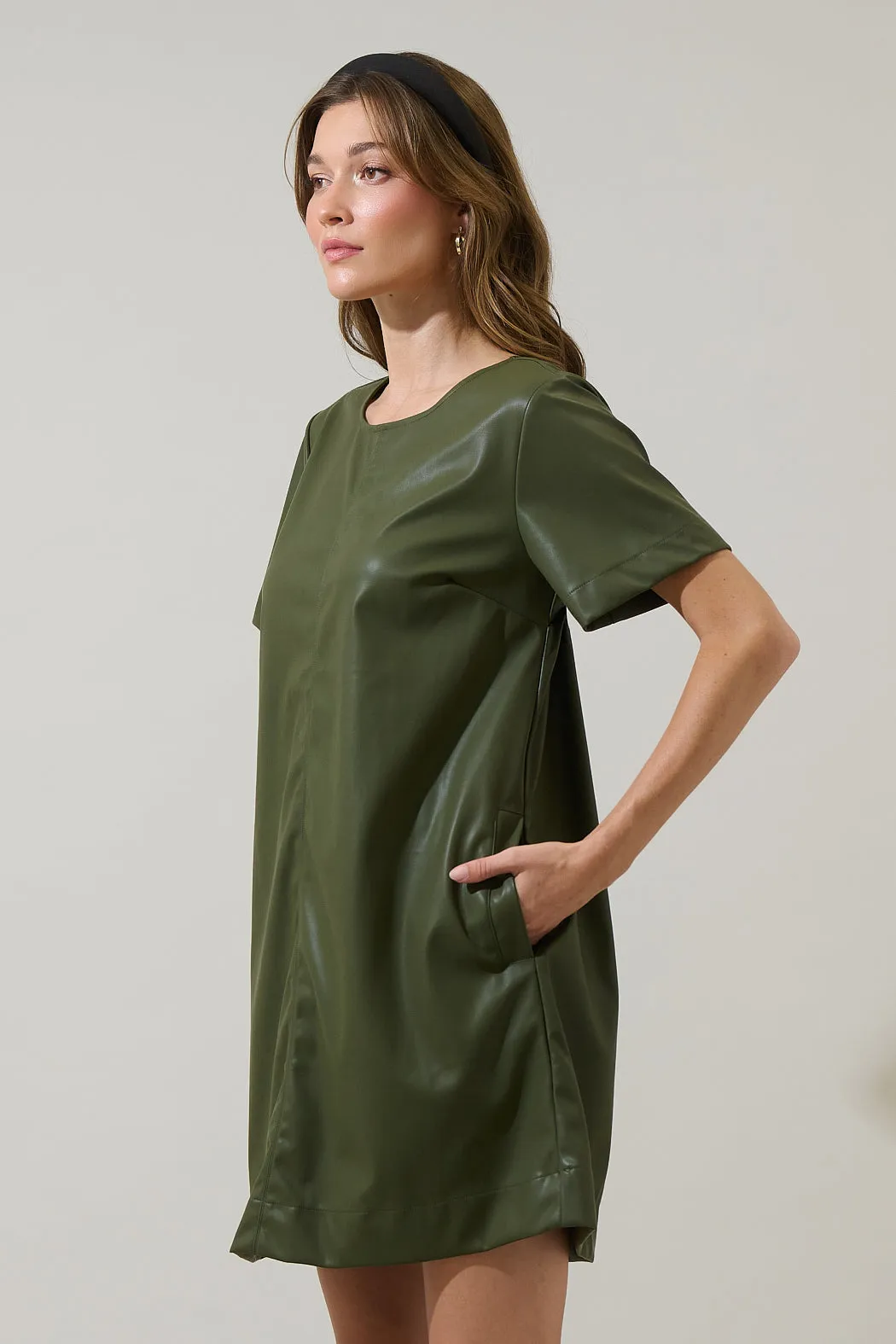 Polley Leather A-line Mini Dress sold by Sugarlips product image thumbnail 3