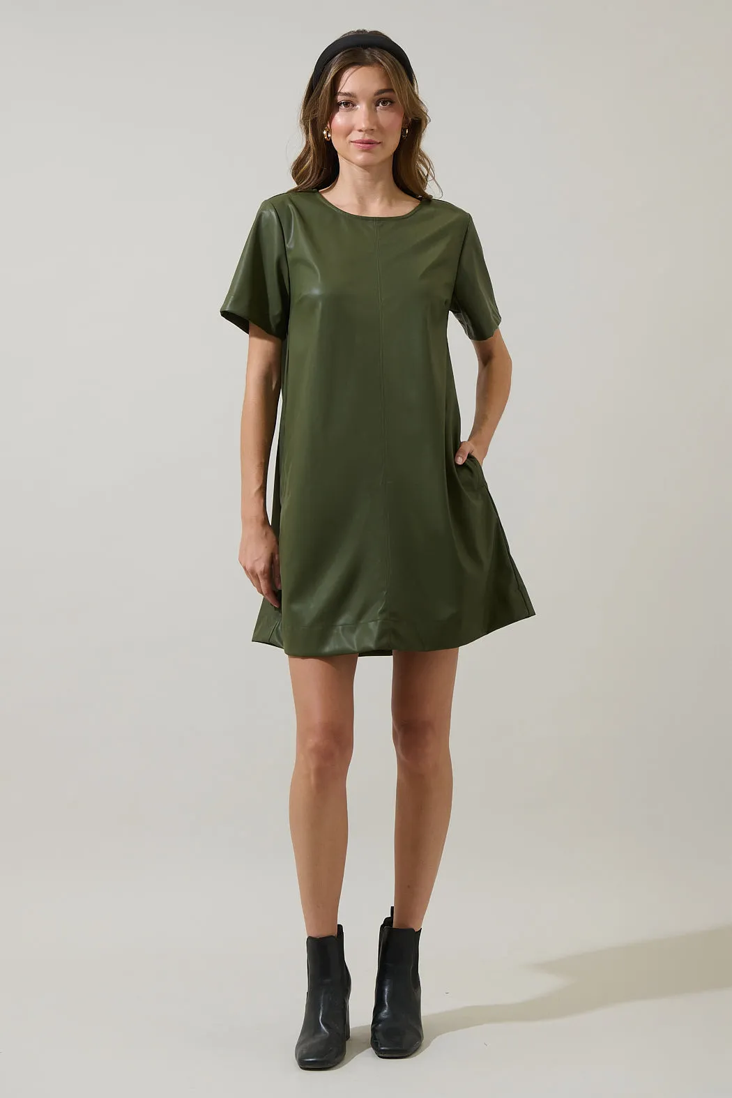 Polley Leather A-line Mini Dress sold by Sugarlips product image thumbnail 4