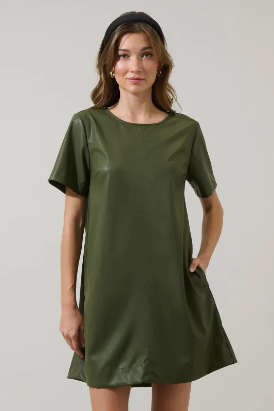 Polley Leather A-line Mini Dress sold by Sugarlips