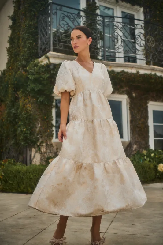 Lola Jacquard Eulalia Tiered Maxi Dress sold by Sugarlips