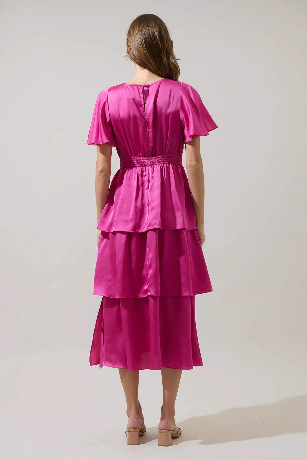 Mendice Satin Tiered Midi Dress sold by Sugarlips product image thumbnail 3