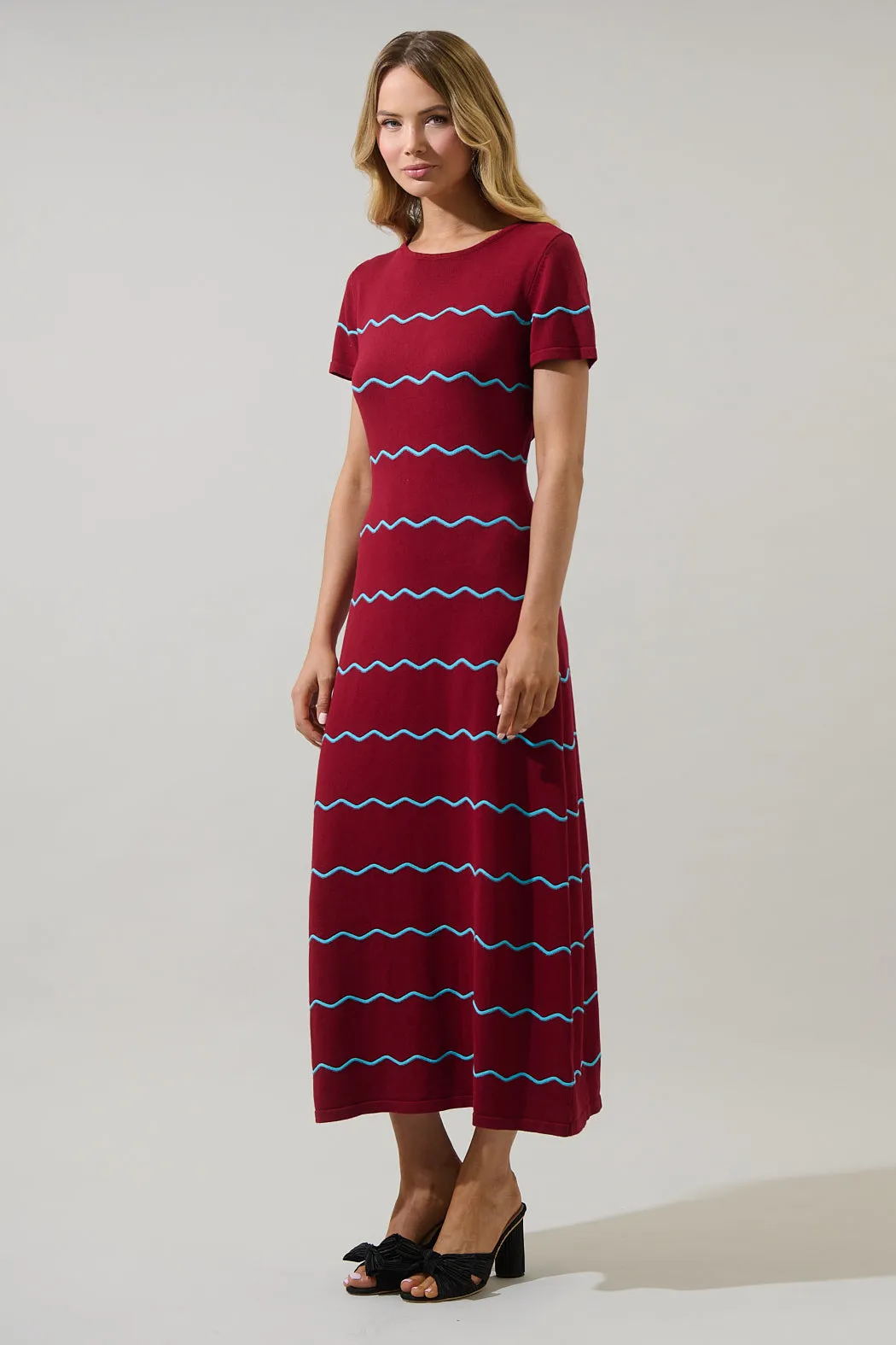 Darlene Stripe Wave Midi Sweater Dress sold by Sugarlips product image thumbnail 3