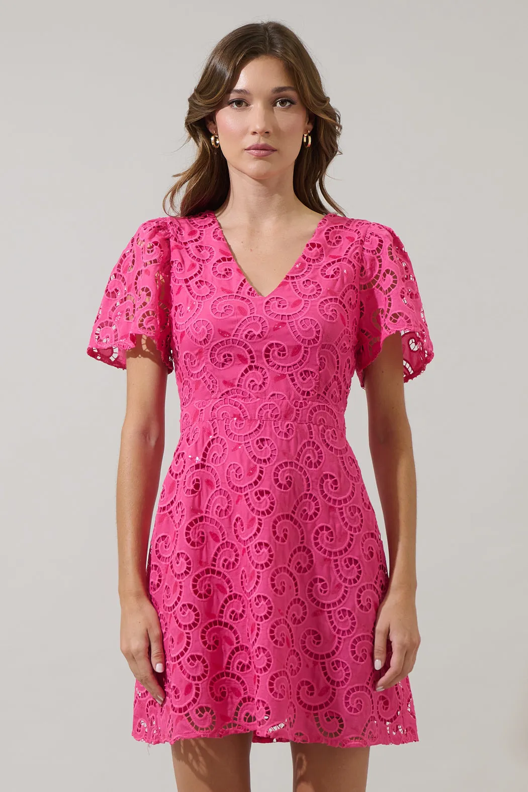 Kathleen Sequin Eyelet Tayla Mini Dress sold by Sugarlips