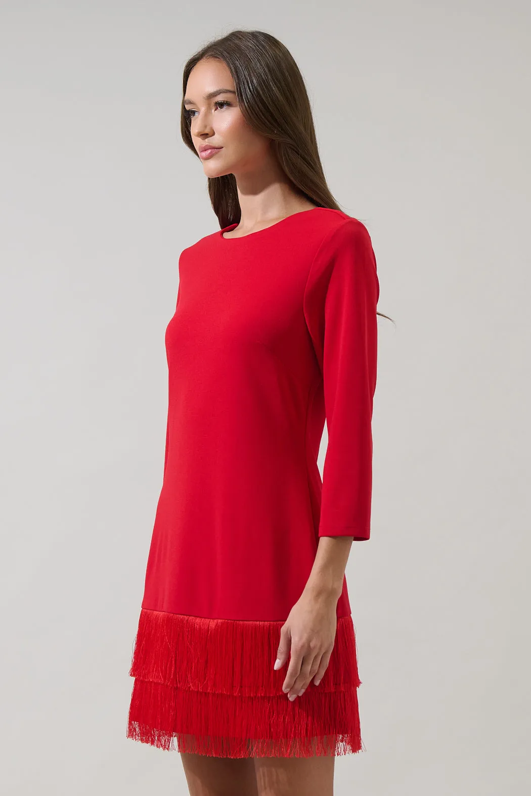 Venetia Fringe Long Sleeve Mini Dress sold by Sugarlips product image thumbnail 4