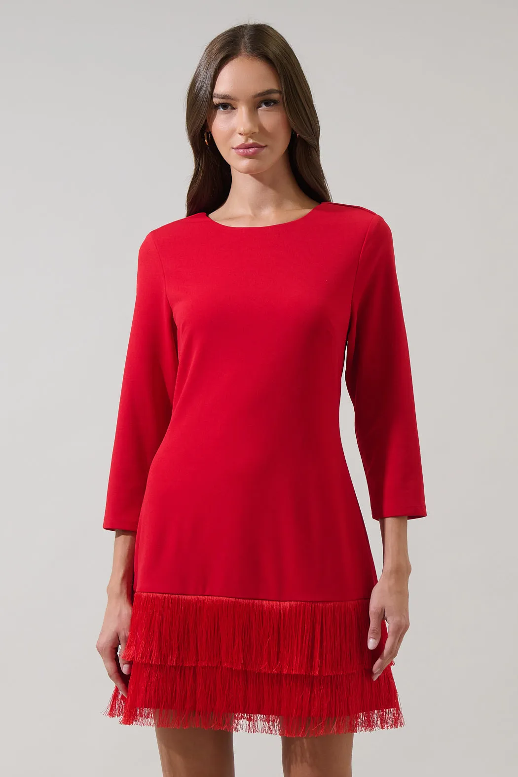 Venetia Fringe Long Sleeve Mini Dress sold by Sugarlips product image thumbnail 2