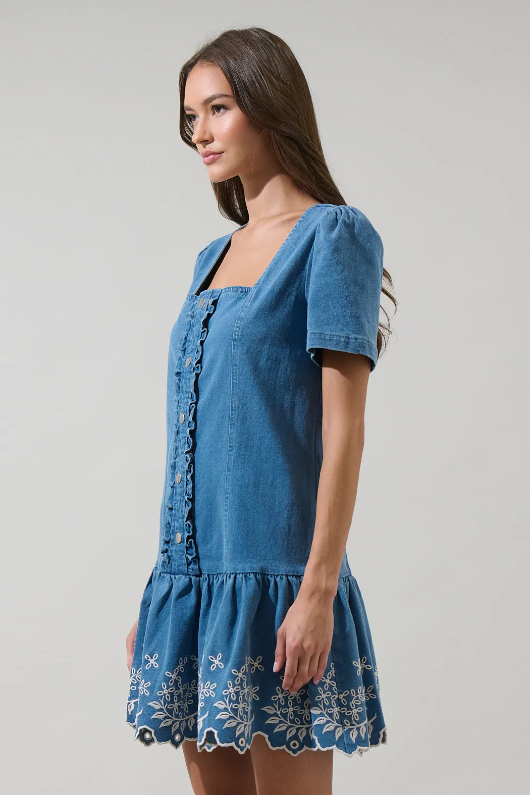 Jamie Denim Embroidered Mini Dress sold by Sugarlips product image thumbnail 3
