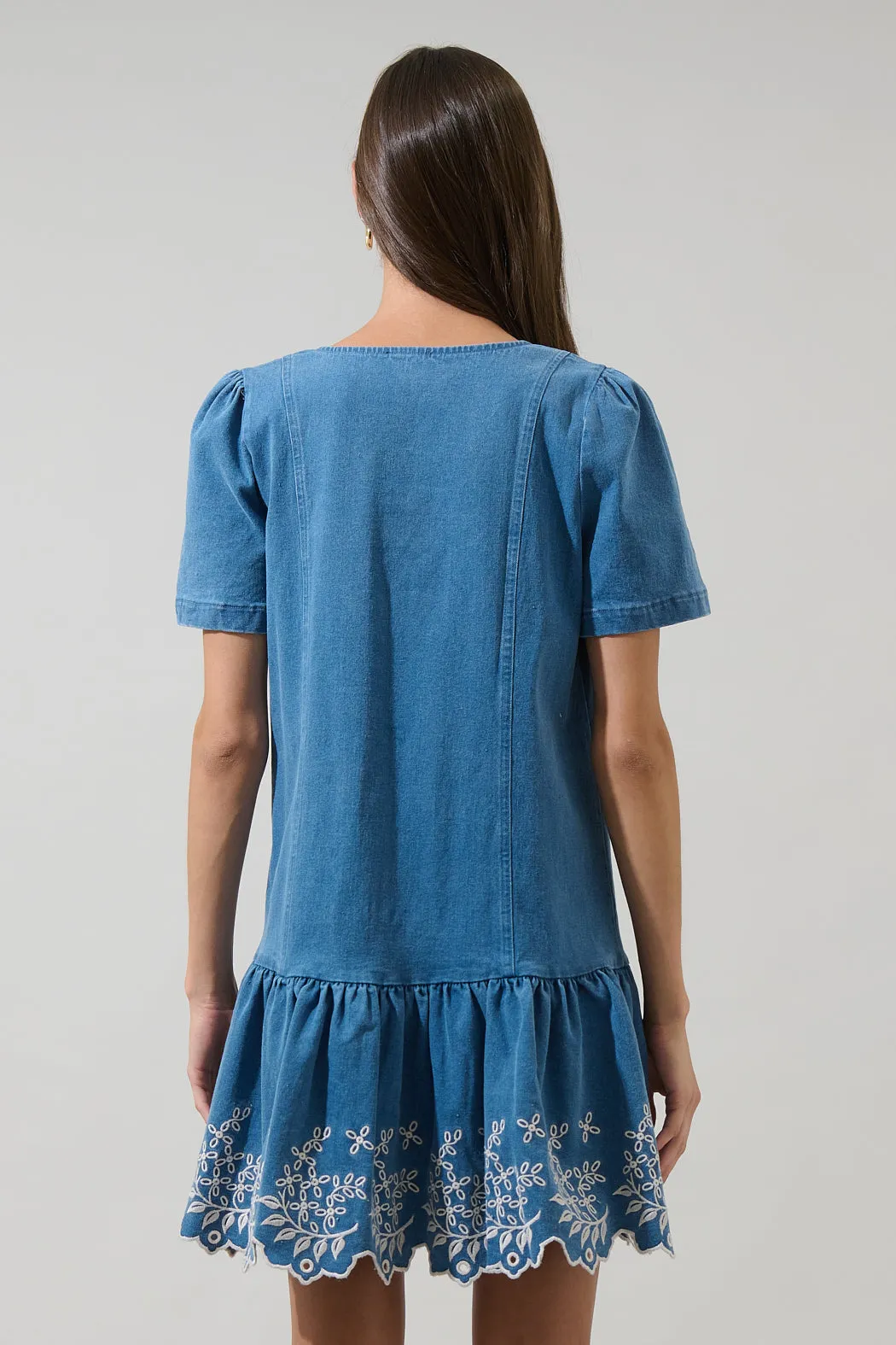 Jamie Denim Embroidered Mini Dress sold by Sugarlips product image thumbnail 2