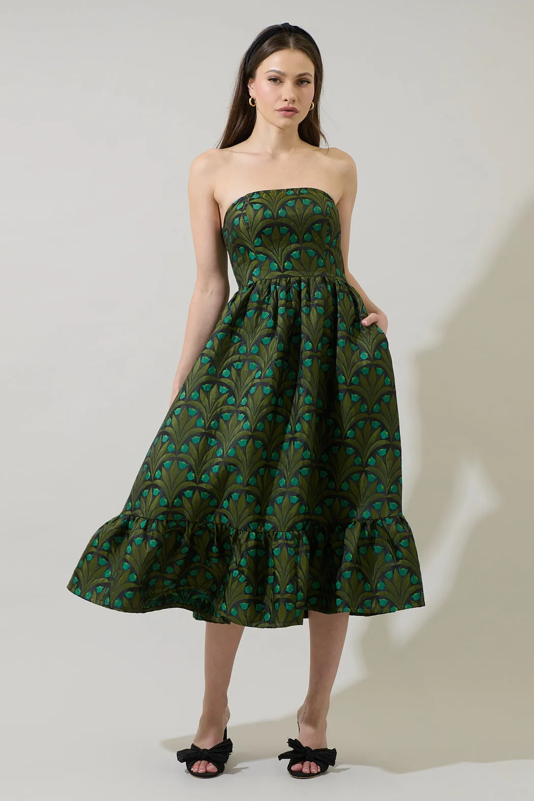 Aurra Jacquard Strapless Midi Dress sold by Sugarlips product image thumbnail 5
