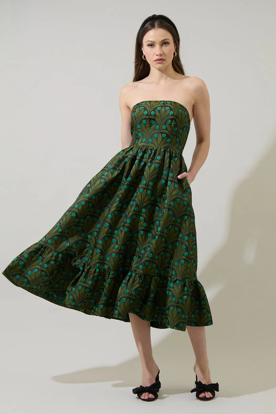 Aurra Jacquard Strapless Midi Dress sold by Sugarlips product image thumbnail 2