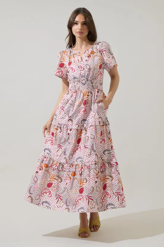 Hendry Floral Palmer Poplin Tiered Maxi Dress sold by Sugarlips