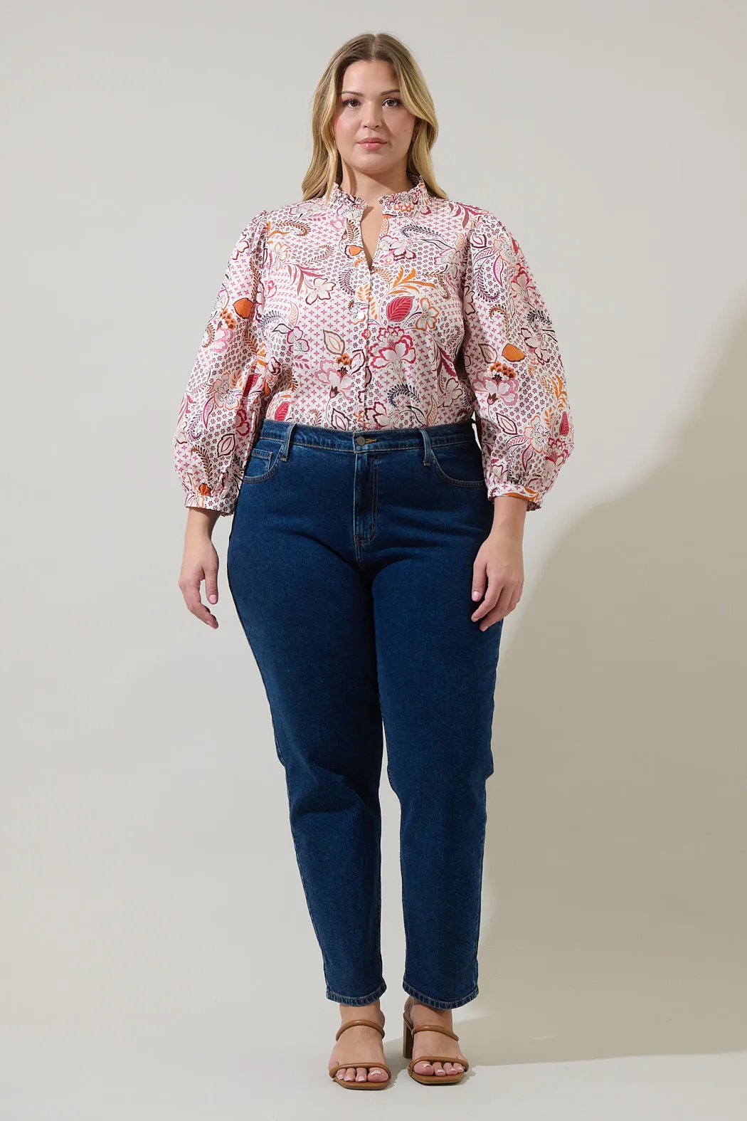 Hendry Floral Ima Button Up Top Curve sold by Sugarlips product image thumbnail 4