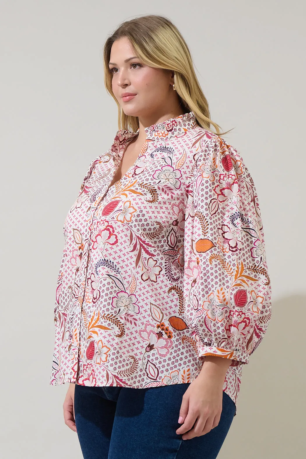 Hendry Floral Ima Button Up Top Curve sold by Sugarlips product image thumbnail 3