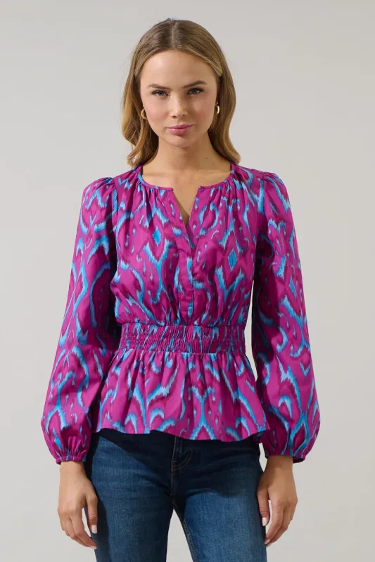 Ivani Abstract Mirana Smocked Top sold by Sugarlips